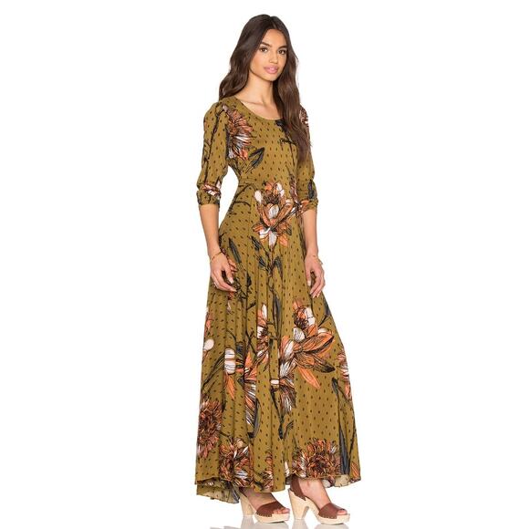 Free People First Kiss Maxi Dress Size Goldenrod Combo - Picture 7 of 13